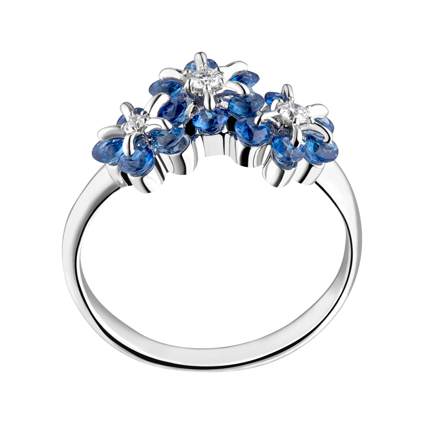 Ring «Tsvetodelika», collection Waltz of Flowers, MOISEIKIN, Diamond, Sapphire, 18K White Gold | Photo 5