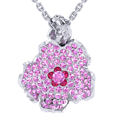 Necklace collection Almond Blossom, MOISEIKIN, Sapphire, Ruby, 18K White Gold