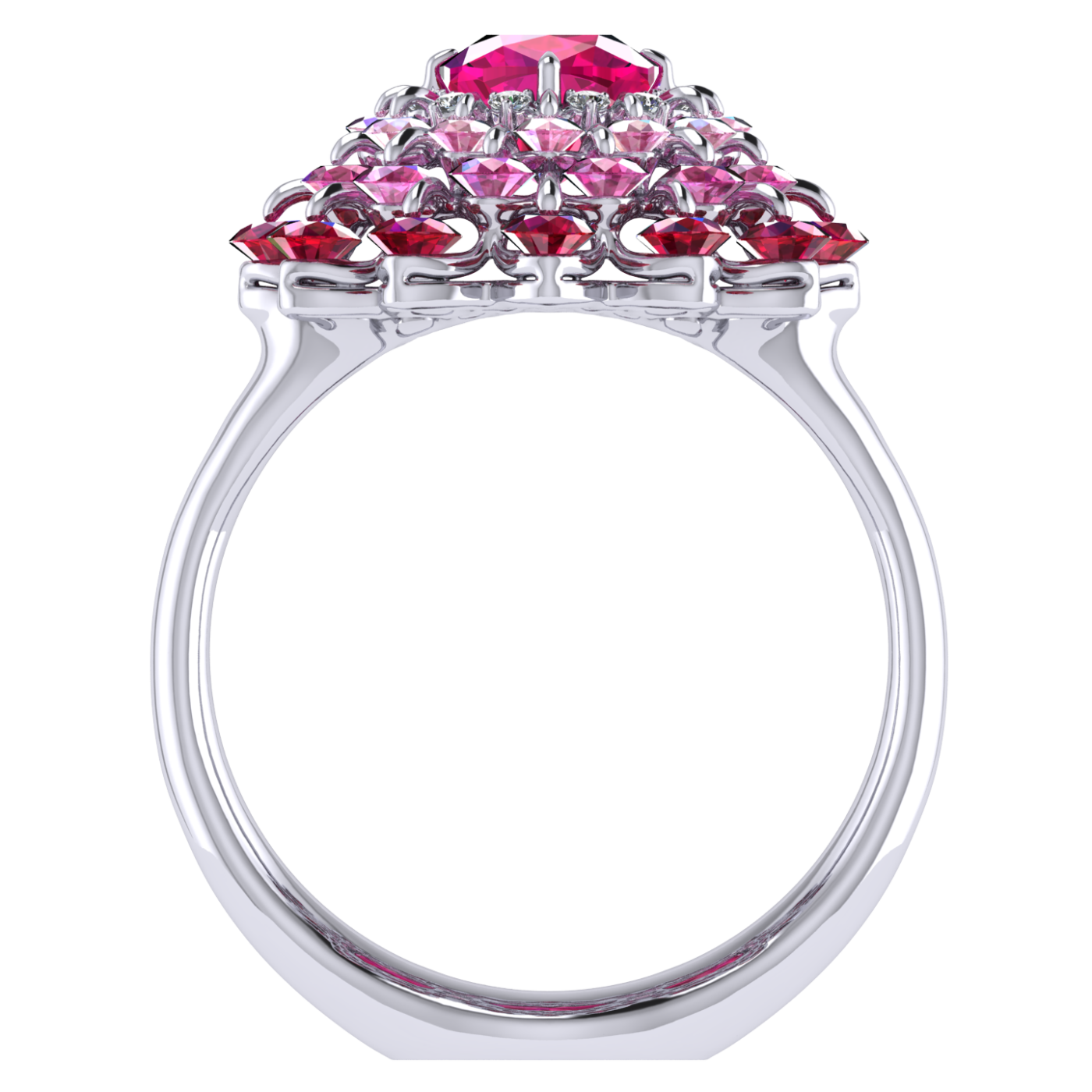 Ring collection Ball of Colours, Spinel, Diamond, Sapphire, Ruby, 18K White Gold | Photo 3