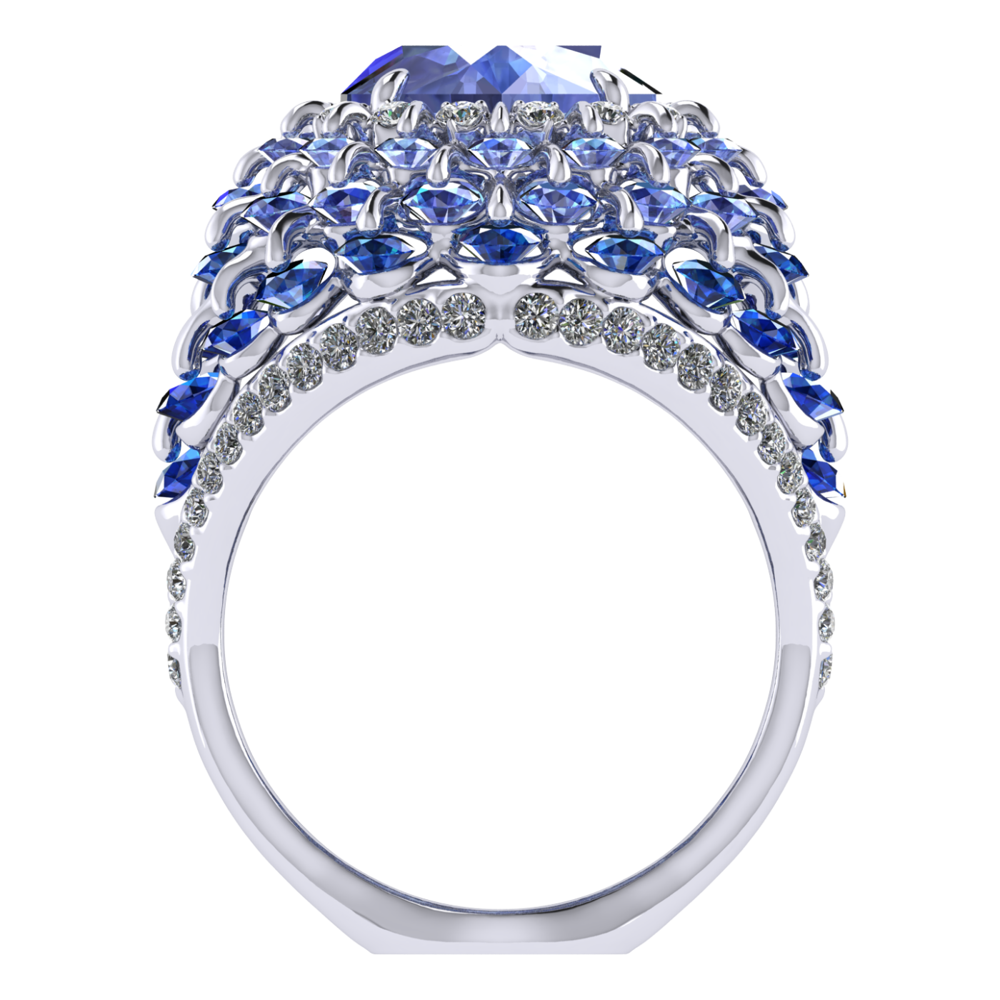 Ring 'The frame without the central stone', collection Royal Whim, Sapphire, Diamond, Ruby, 18K Gold | Photo 8