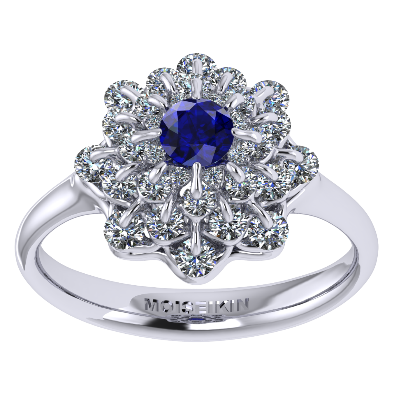 Ring collection Waltz of Snowflakes, Sapphire, Diamond, 18K White Gold | Photo 2