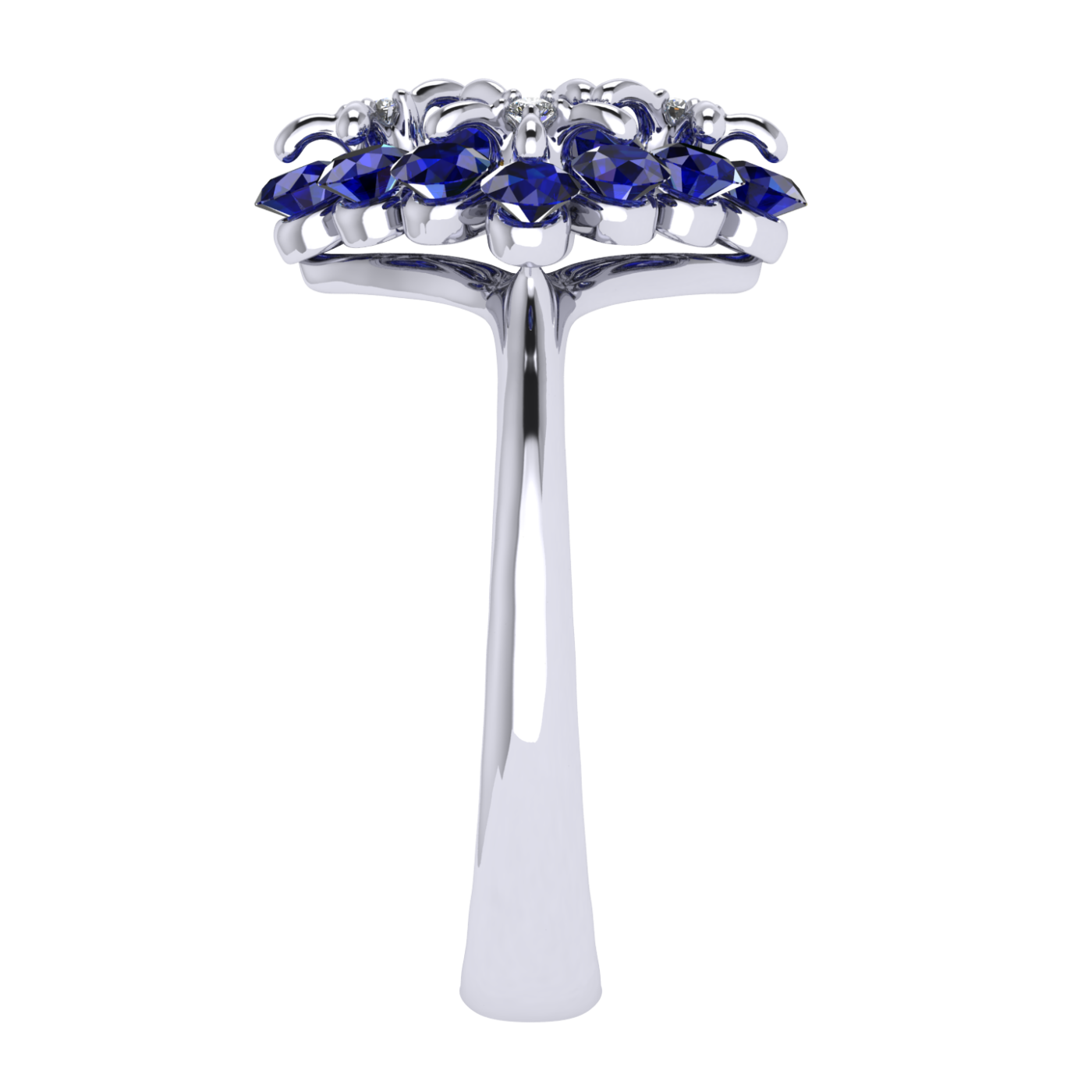 Ring «Tsvetodelika», collection Waltz of Flowers, MOISEIKIN, Diamond, Sapphire, 18K White Gold | Photo 5