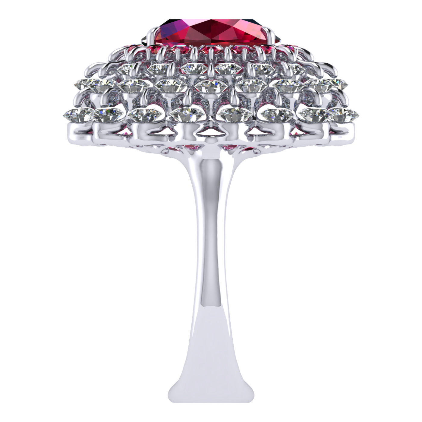 Ring 'The frame without the central stone', collection Ball of Colours, Ruby, Diamond, 18K White Gold | Photo 4