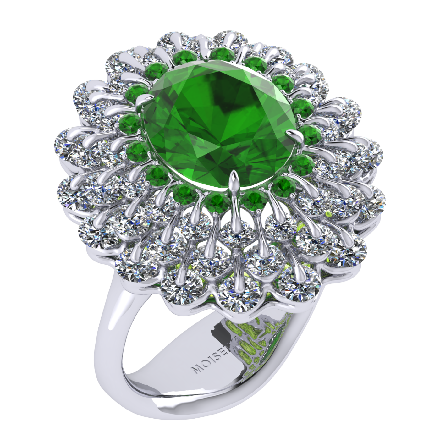 Ring 'The frame without the central stone', collection Ball of Colours, Demantoid, Diamond | Photo 1