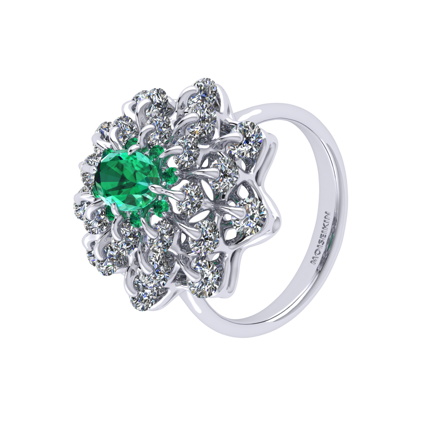 Ring 'The frame without the central stone', collection Ball of Colours, Emerald, Diamond | Photo 1