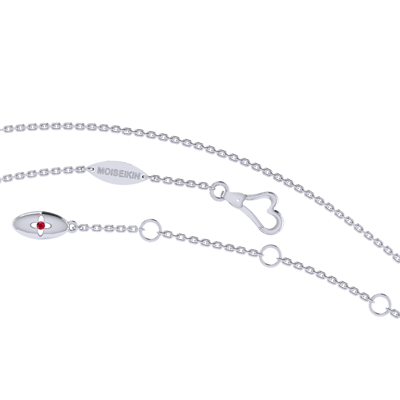 Necklace collection Waltz of Snowflakes, MOISEIKIN, Ruby, Diamond, Sapphire, 18K White Gold | Photo 4