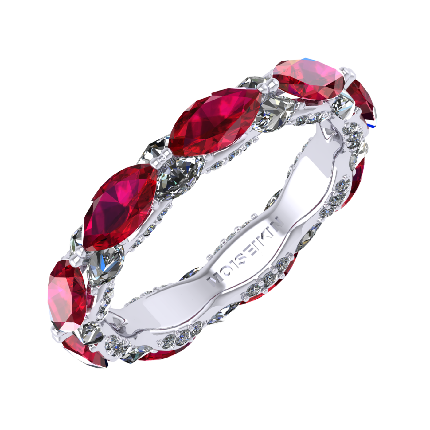 Ring collection Harmony of Water, MOISEIKIN, Diamond, Ruby, 18K White Gold | Photo 1