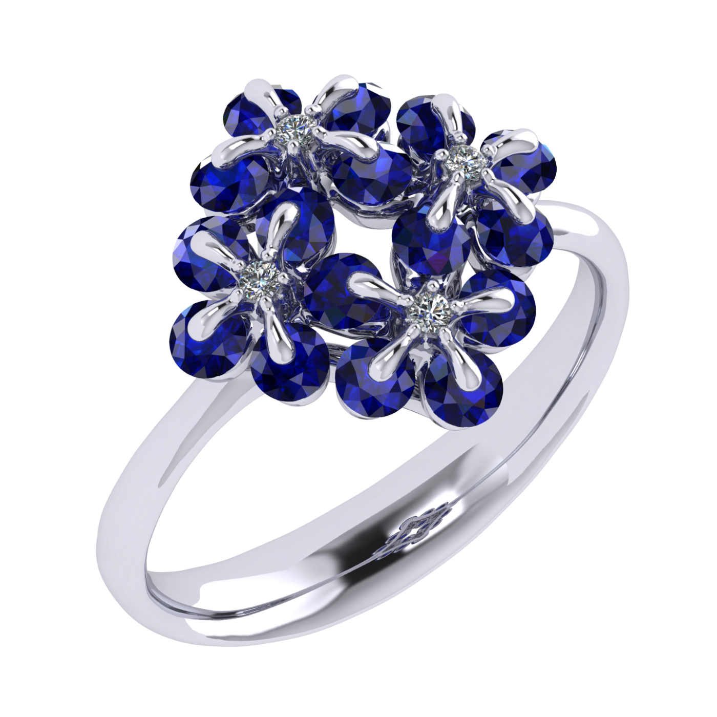 Ring «Tsvetodelika», collection Waltz of Flowers, MOISEIKIN, Diamond, Sapphire, 18K White Gold | Photo 3