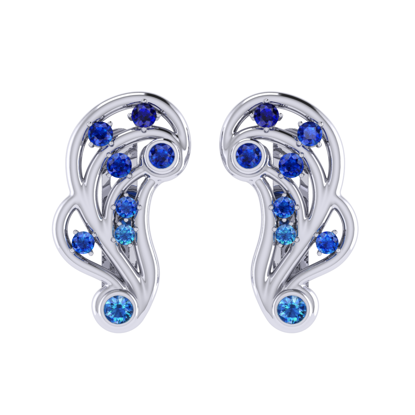 Earrings Amethyst, Sapphire, 18K White Gold | Photo 6