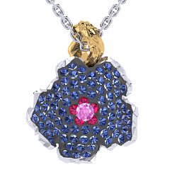 Necklace collection Almond Blossom, MOISEIKIN, Sapphire, Ruby, 18K Gold