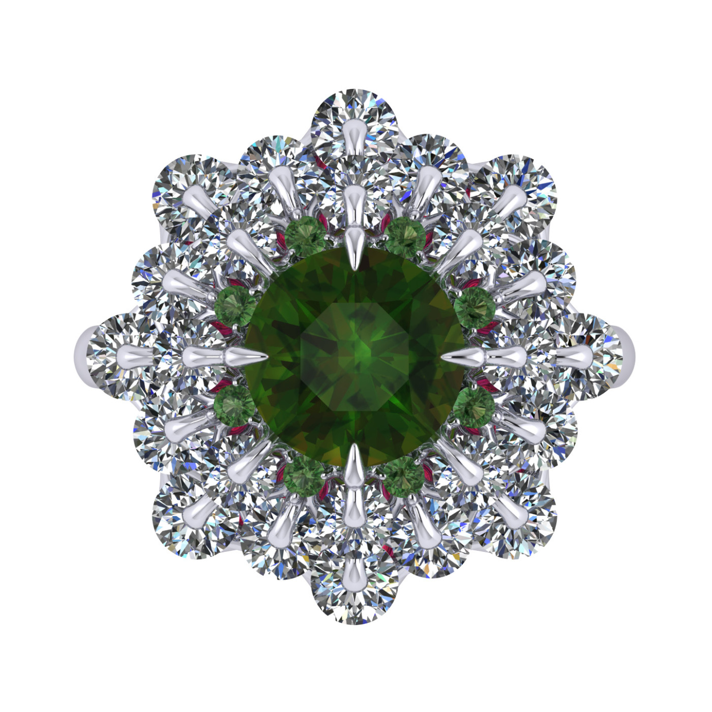 Ring 'The frame without the central stone', collection Ball of Colours, Demantoid, Diamond, Ruby | Photo 2