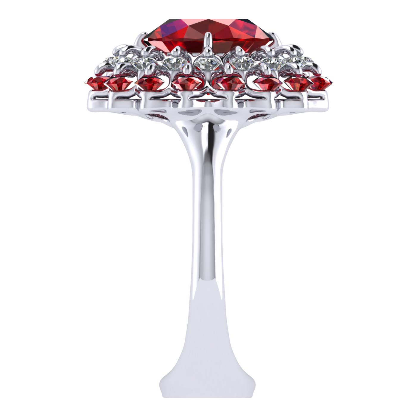 Ring collection Ball of Colours, Spinel, Diamond, Ruby, 18K White Gold | Photo 4