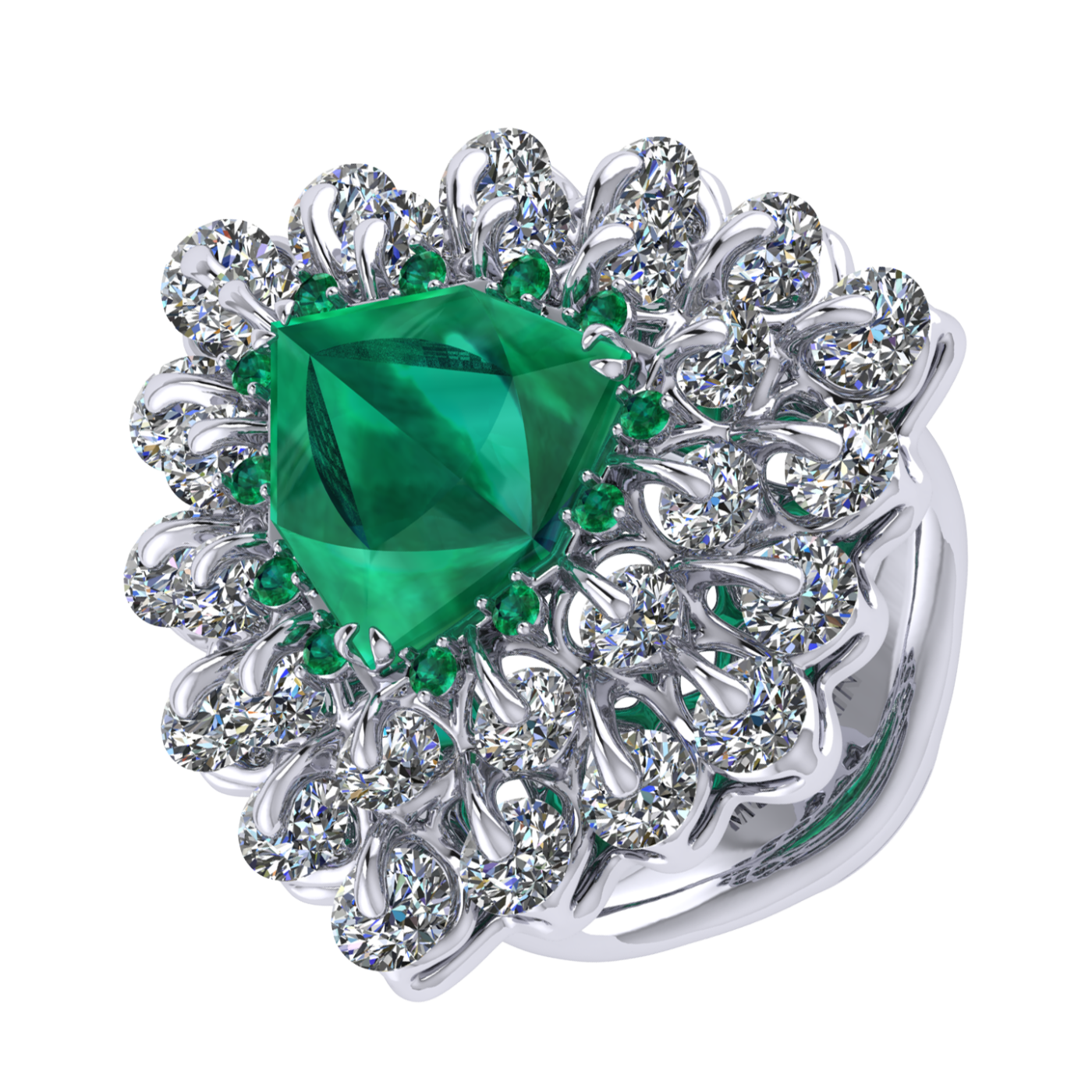 Ring 'The frame without the central stone', collection Ball of Colours, Emerald, Diamond | Photo 1