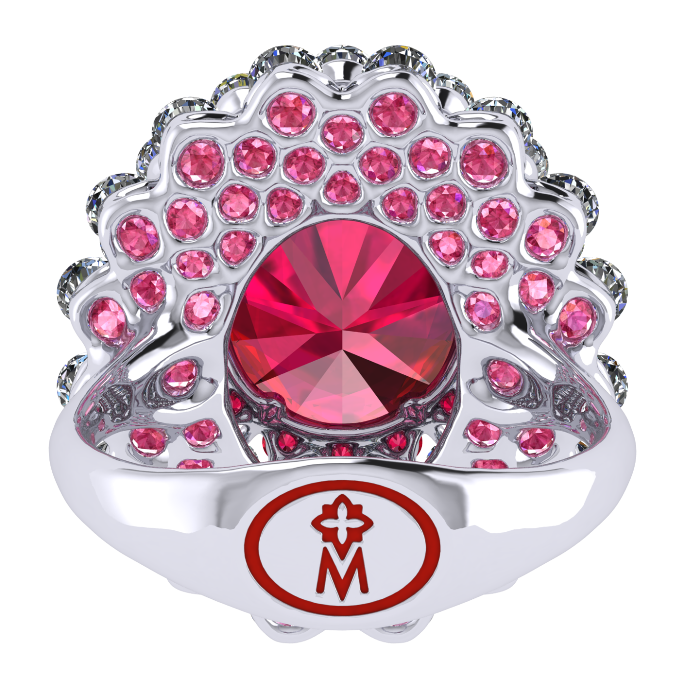 Ring 'The frame without the central stone', collection Ball of Colours, Ruby, Diamond, 18K White Gold | Photo 7