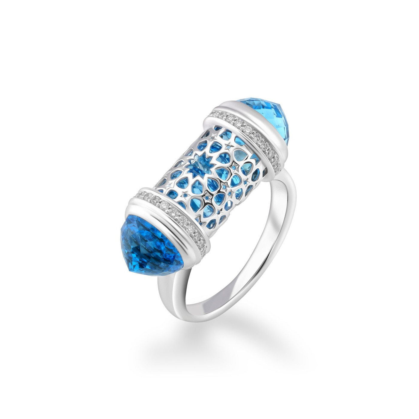 Ring collection Minara, MOISEIKIN, Diamond, Topaz, 18K White Gold | Photo 1