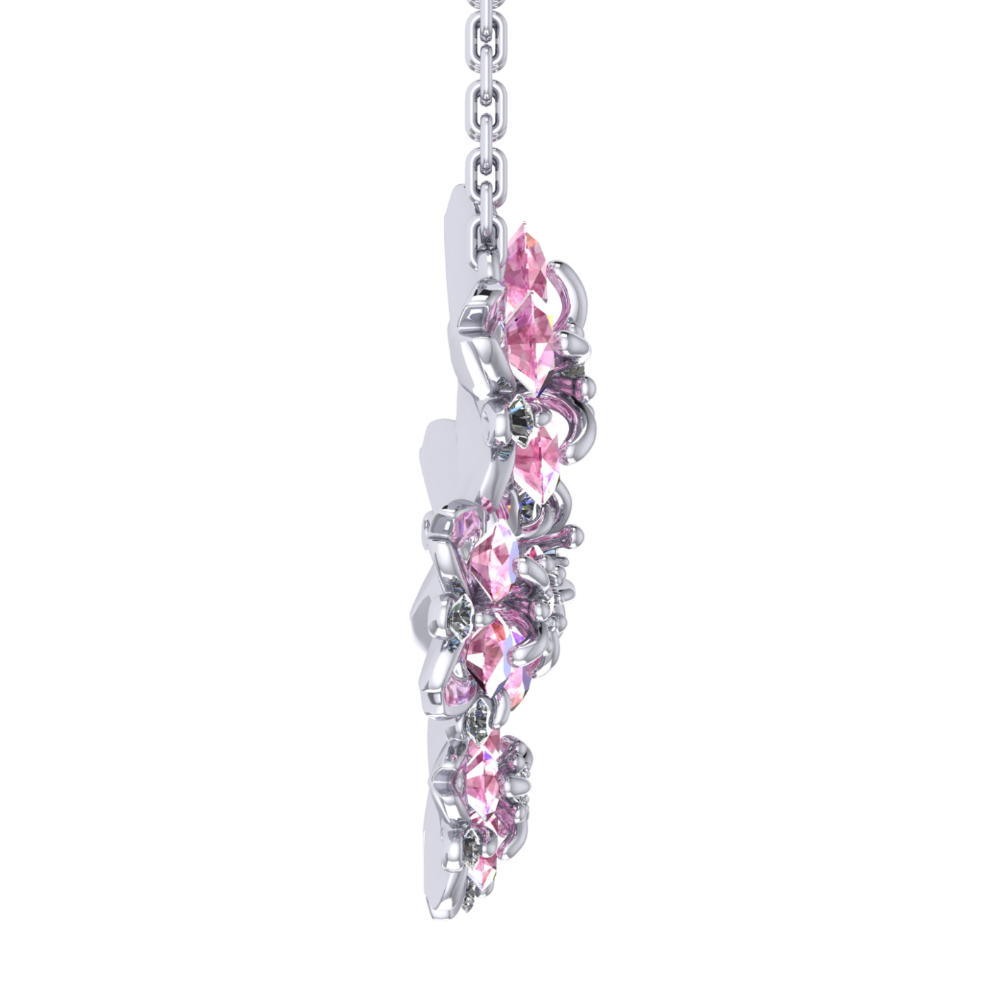 Necklace collection SakuraMai, MOISEIKIN, Diamond, Sapphire, Ruby, 18K White Gold | Photo 3