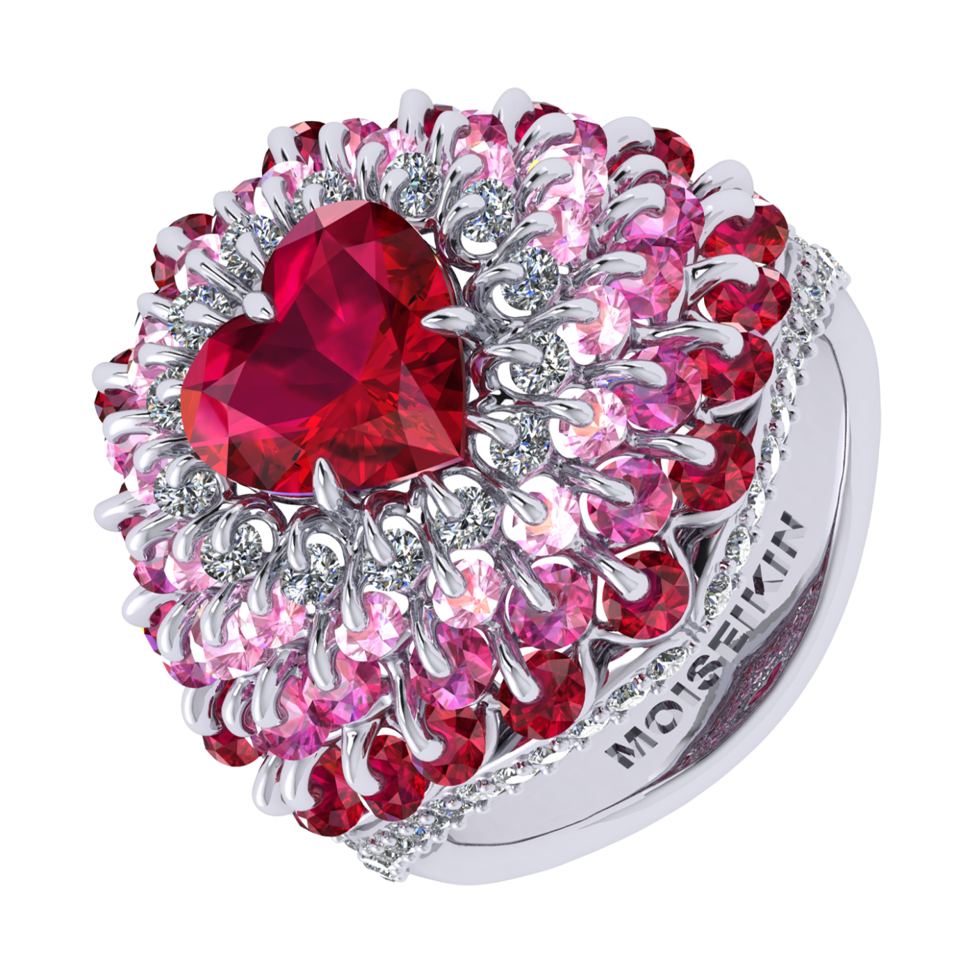 Ring 'The frame without the central stone', collection Royal Whim, Ruby, Diamond, Sapphire, 18K Gold | Photo 1
