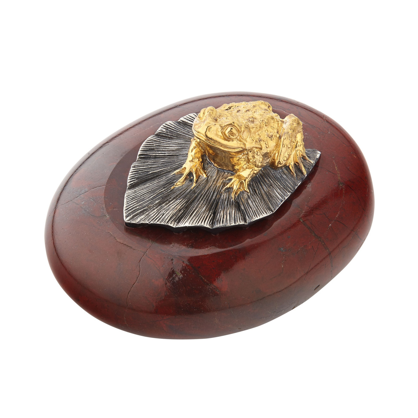 Souvenir 'Frog', collection Money Stone, Jasper, Brass