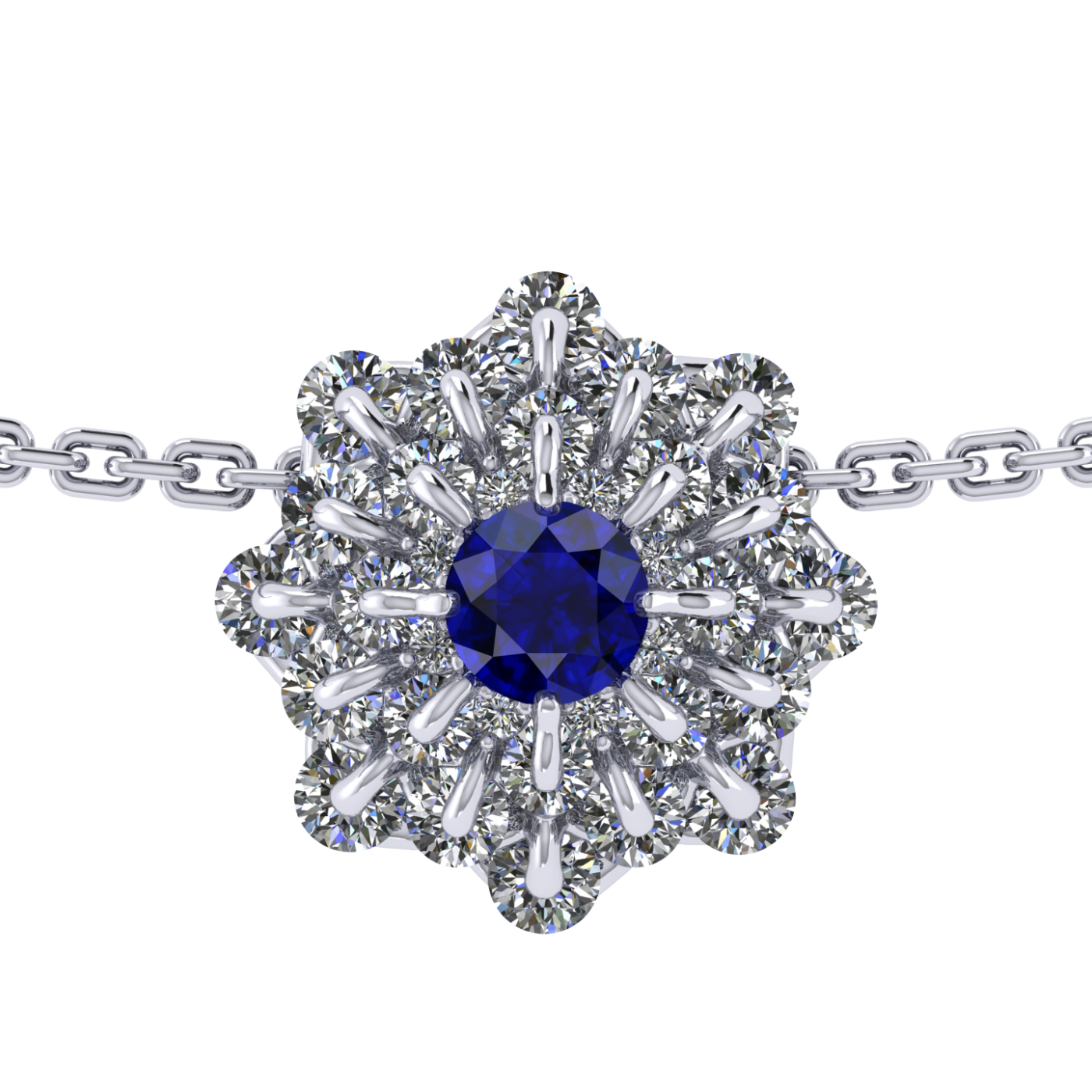 Pendant collection Ball of Colours, MOISEIKIN, Sapphire, Diamonds, 18K White Gold | Photo 1