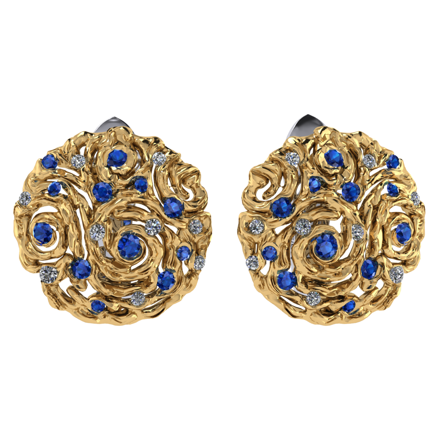 Earrings collection Starry Night, MOISEIKIN, Diamonds, Sapphires, 18K Gold