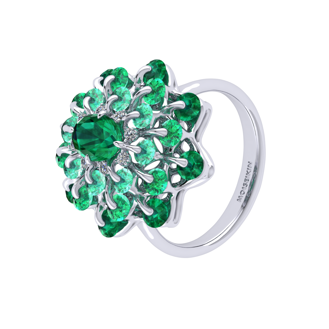Ring 'The frame without the central stone', collection Ball of Colours, Emerald, Diamond | Photo 1