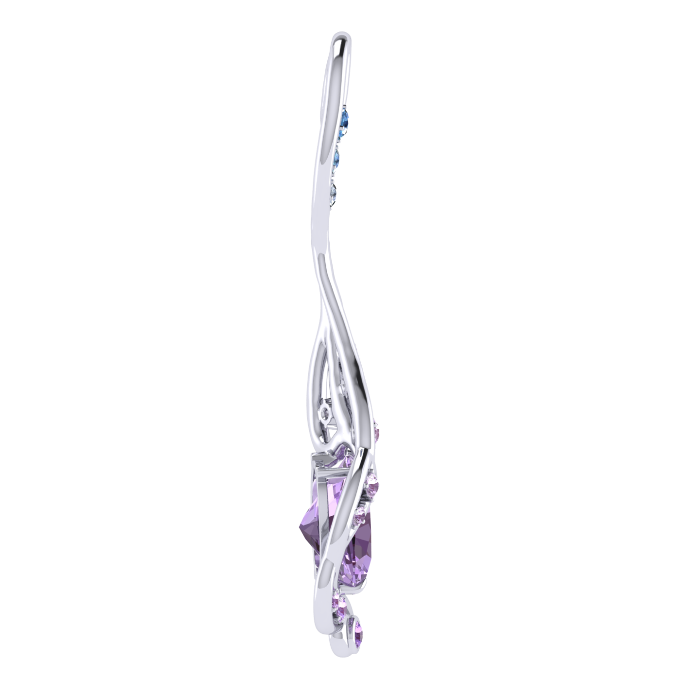 Earrings Amethyst, Sapphire, 18K White Gold | Photo 14