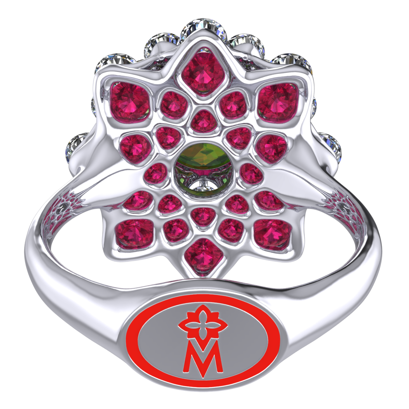 Ring 'The frame without the central stone', collection Ball of Colours, Demantoid, Diamond, Ruby | Photo 5