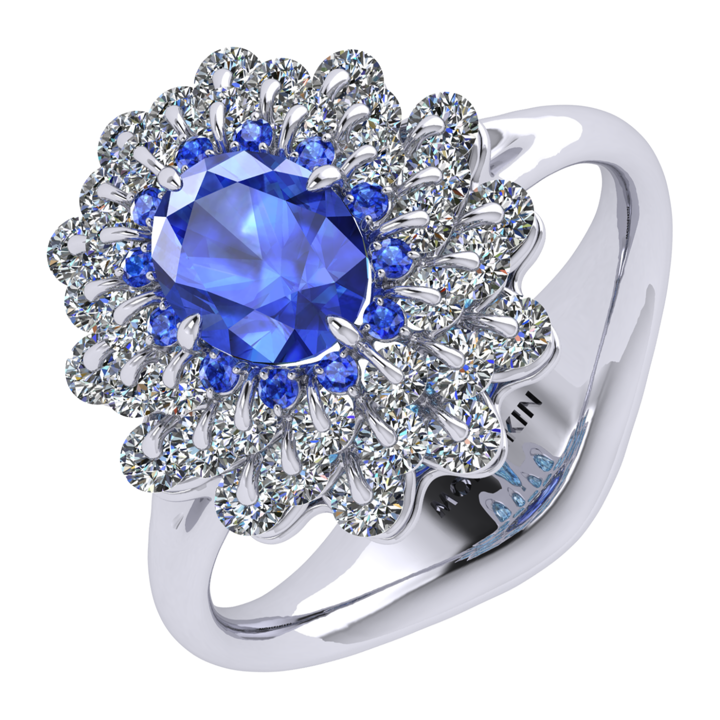 Ring collection Ball of Colours, Sapphire, Diamond, 18K White Gold | Photo 1