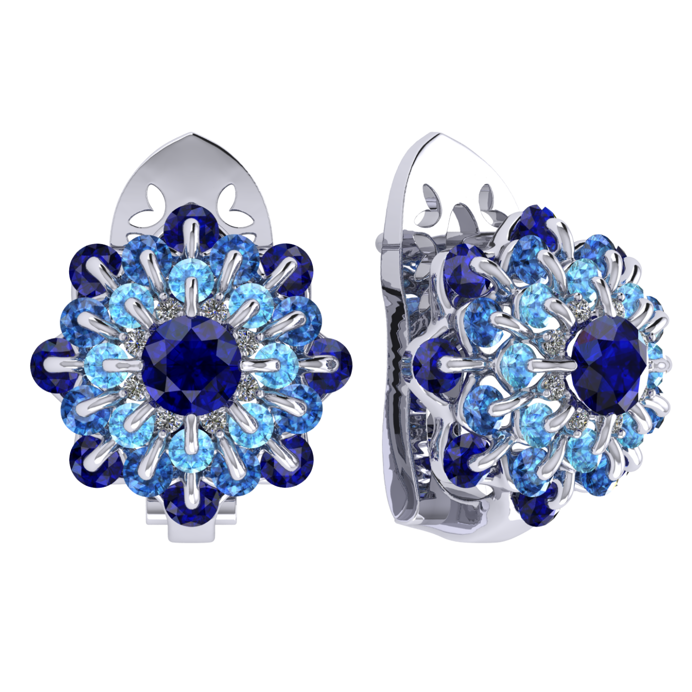 Earrings collection Ball of Colours, MOISEIKIN, Sapphires, Diamonds, 18K White Gold | Photo 1