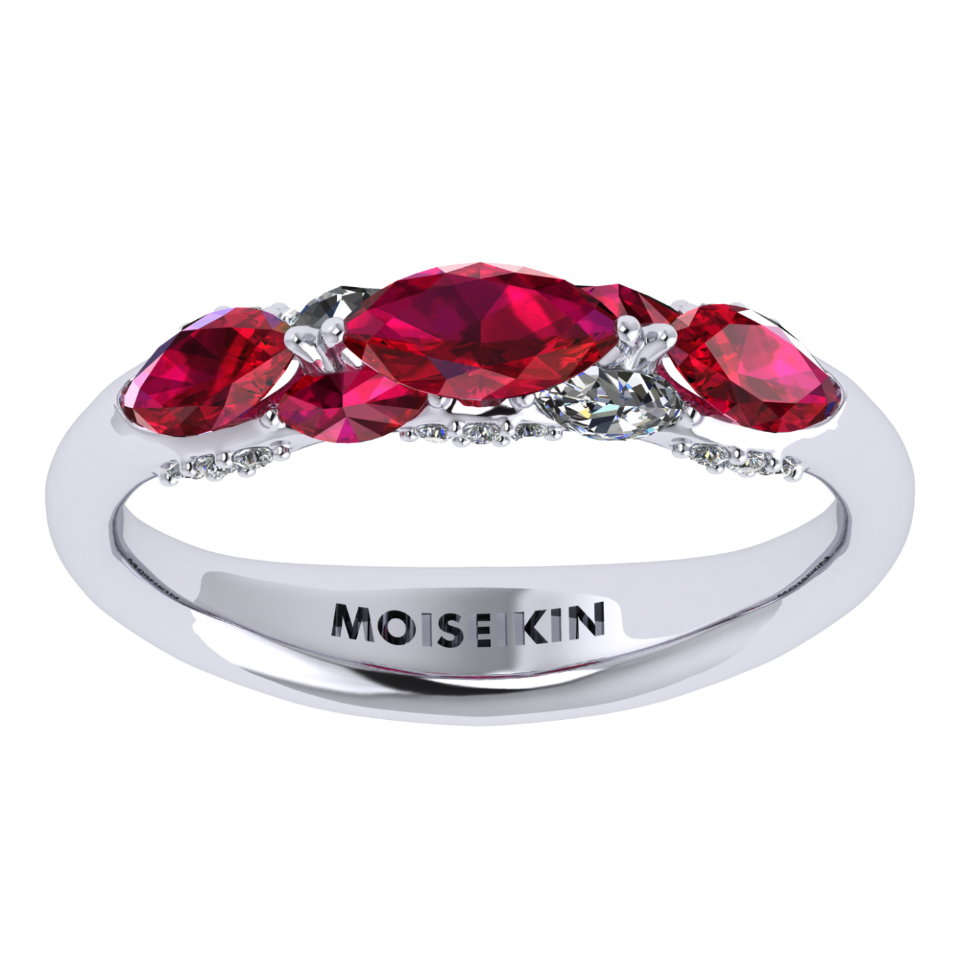 Ring collection Harmony of Water, MOISEIKIN, Ruby, Diamond, 18K White Gold | Photo 2