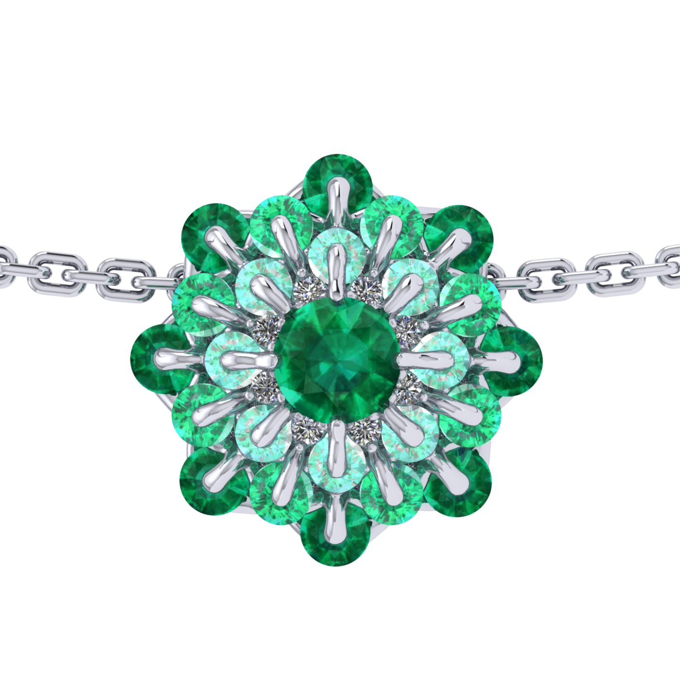 Pendant collection Ball of Colours, MOISEIKIN, Emerald, Diamonds, 18K White Gold | Photo 1