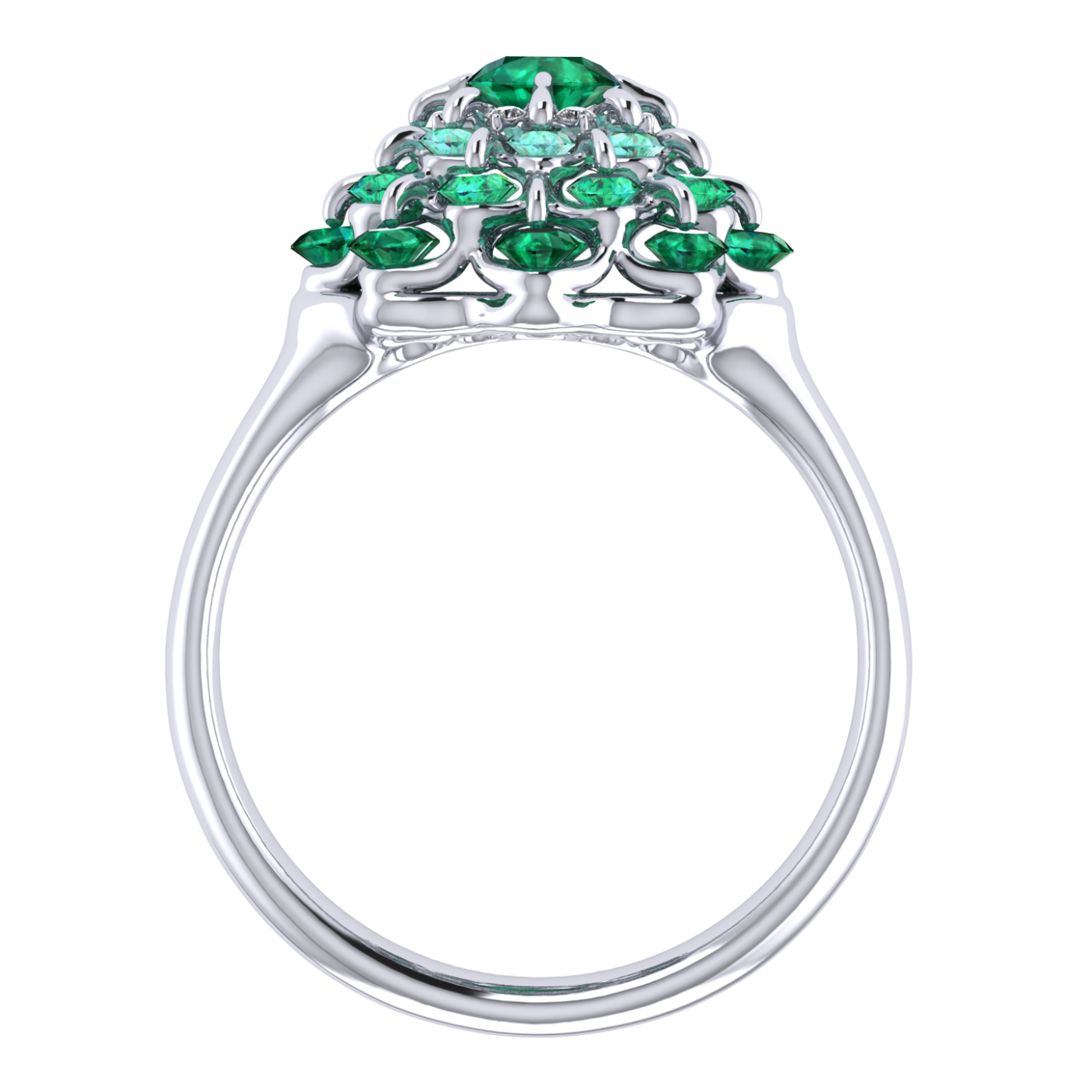 Ring collection Ball of Colours, MOISEIKIN, Emerald, Diamonds, 18K White Gold | Photo 4