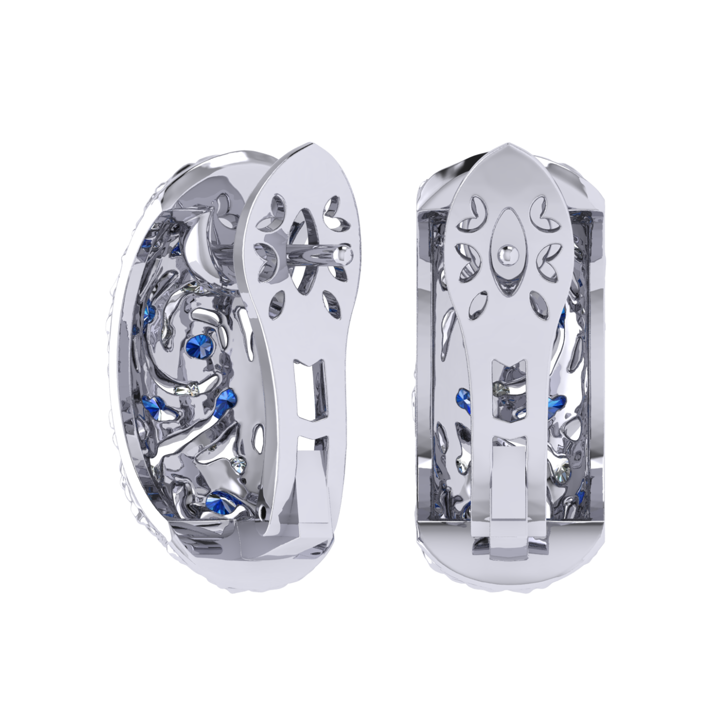 Earrings collection Starry Night, Diamond, Sapphire, 18K White Gold | Photo 2
