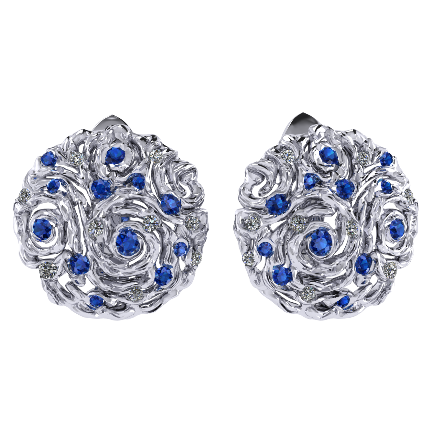 Earrings collection Starry Night, Diamond, Sapphire, 18K White Gold | Photo 1