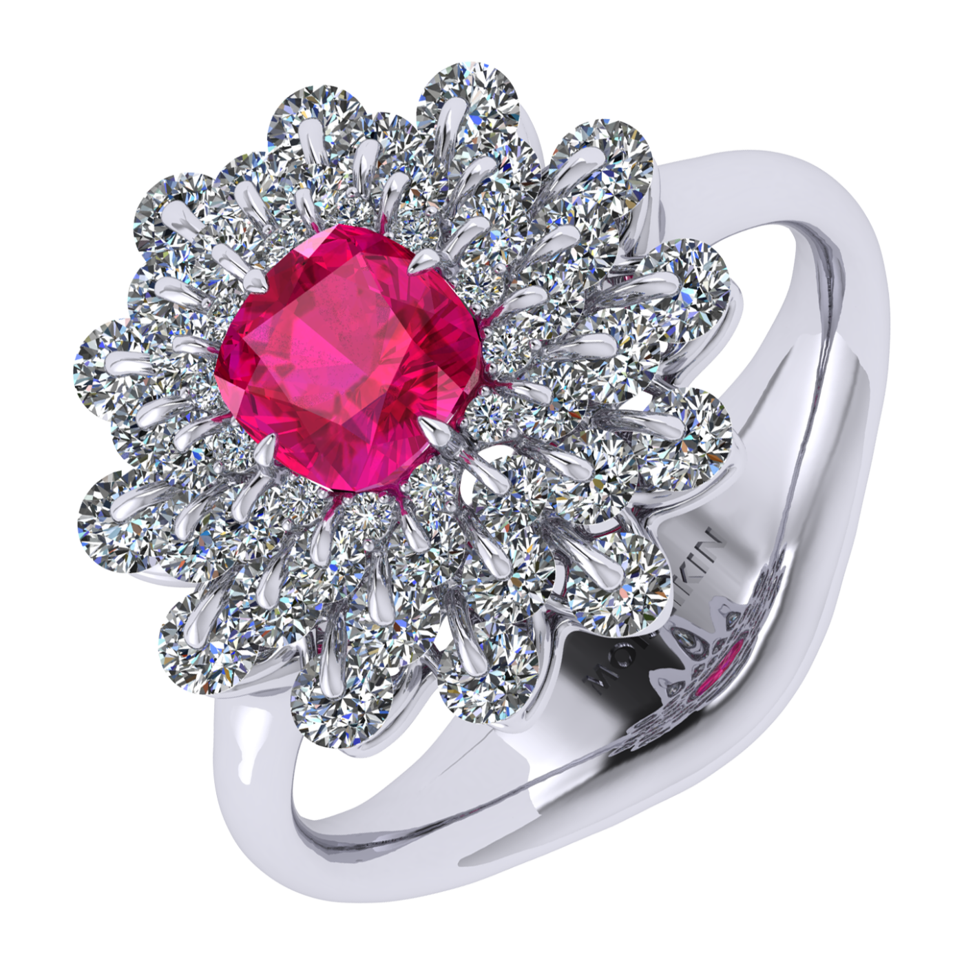 Ring collection Ball of Colours, Spinel, Diamond, 18K White Gold | Photo 1