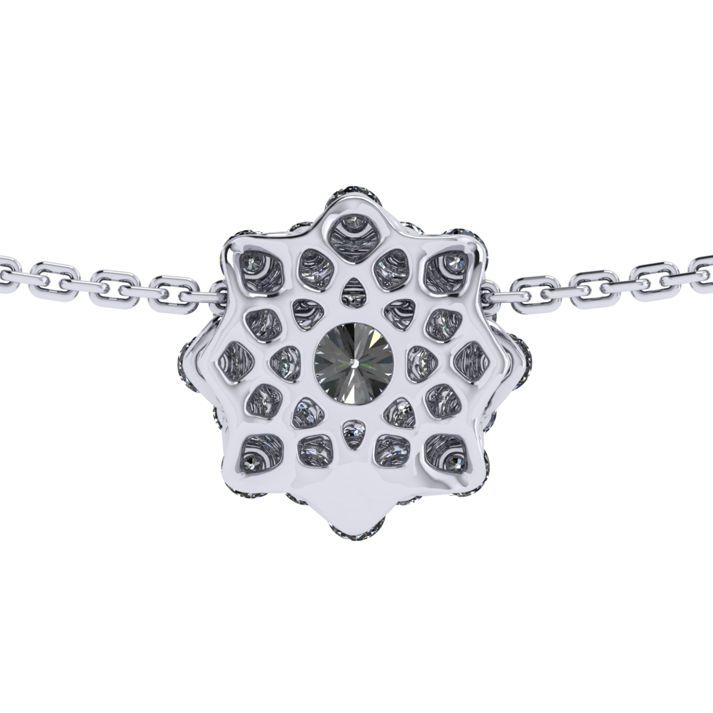 Necklace collection Waltz of Snowflakes, MOISEIKIN, Diamond, Ruby, 18K White Gold | Photo 4