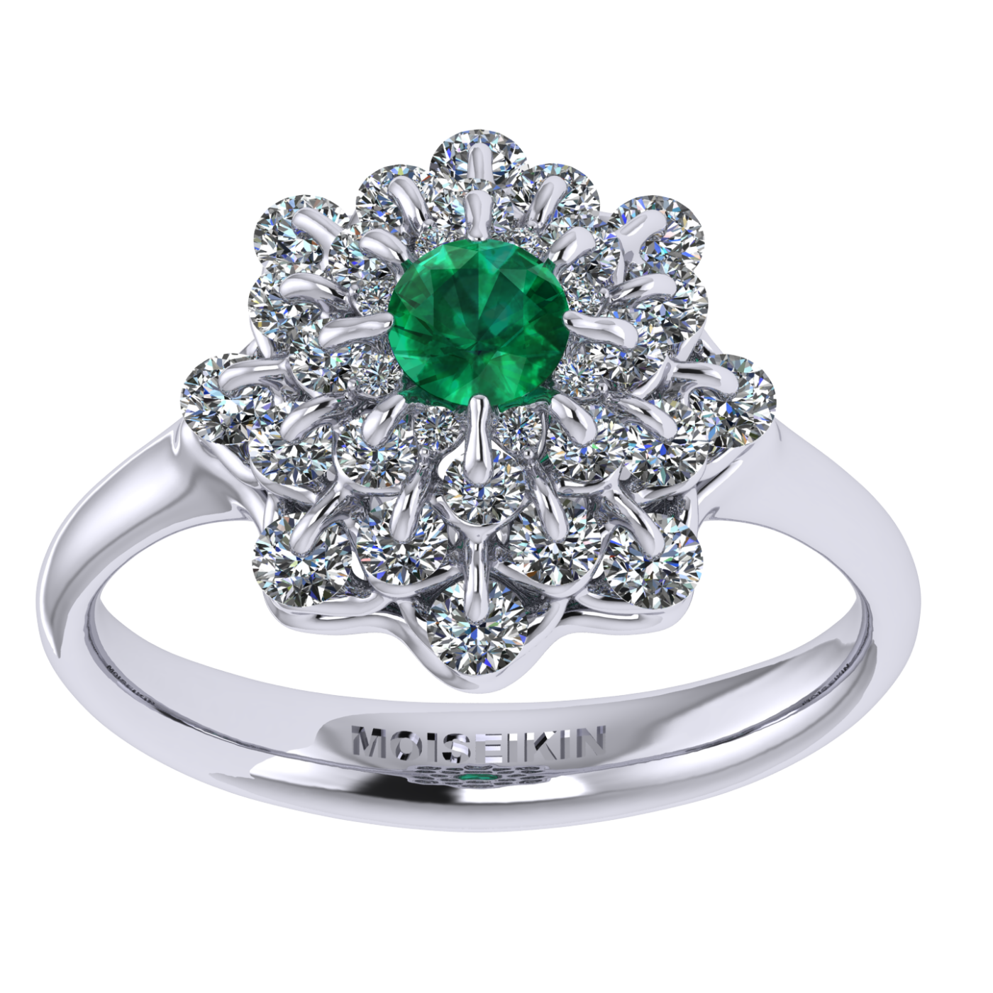 Ring collection Ball of Colours, MOISEIKIN, Emerald, Diamonds, 18K White Gold | Photo 2