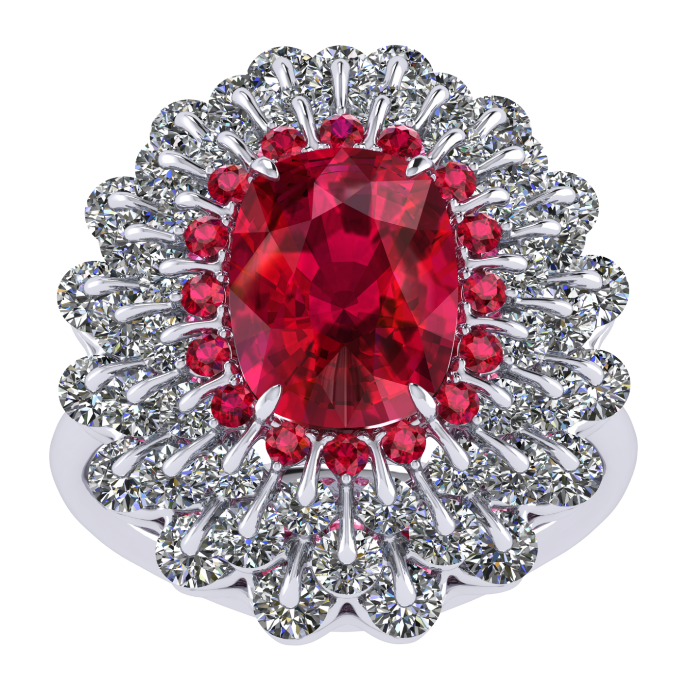 Ring 'The frame without the central stone', collection Ball of Colours, Ruby, Diamond, 18K White Gold | Photo 6
