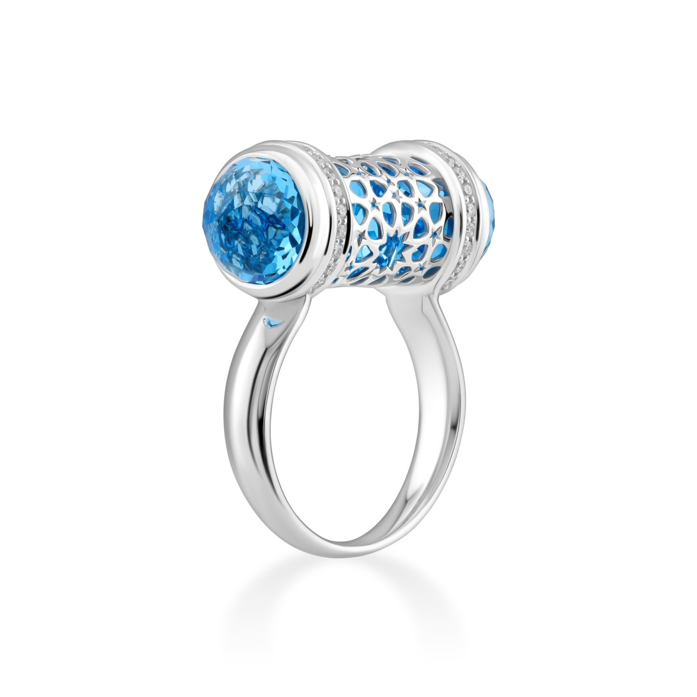 Ring collection Minara, MOISEIKIN, Diamond, Topaz, 18K White Gold | Photo 3