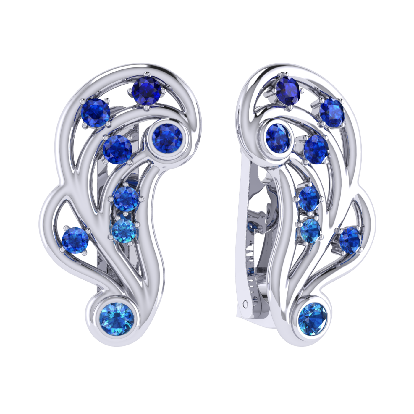 Earrings Amethyst, Sapphire, 18K White Gold | Photo 7