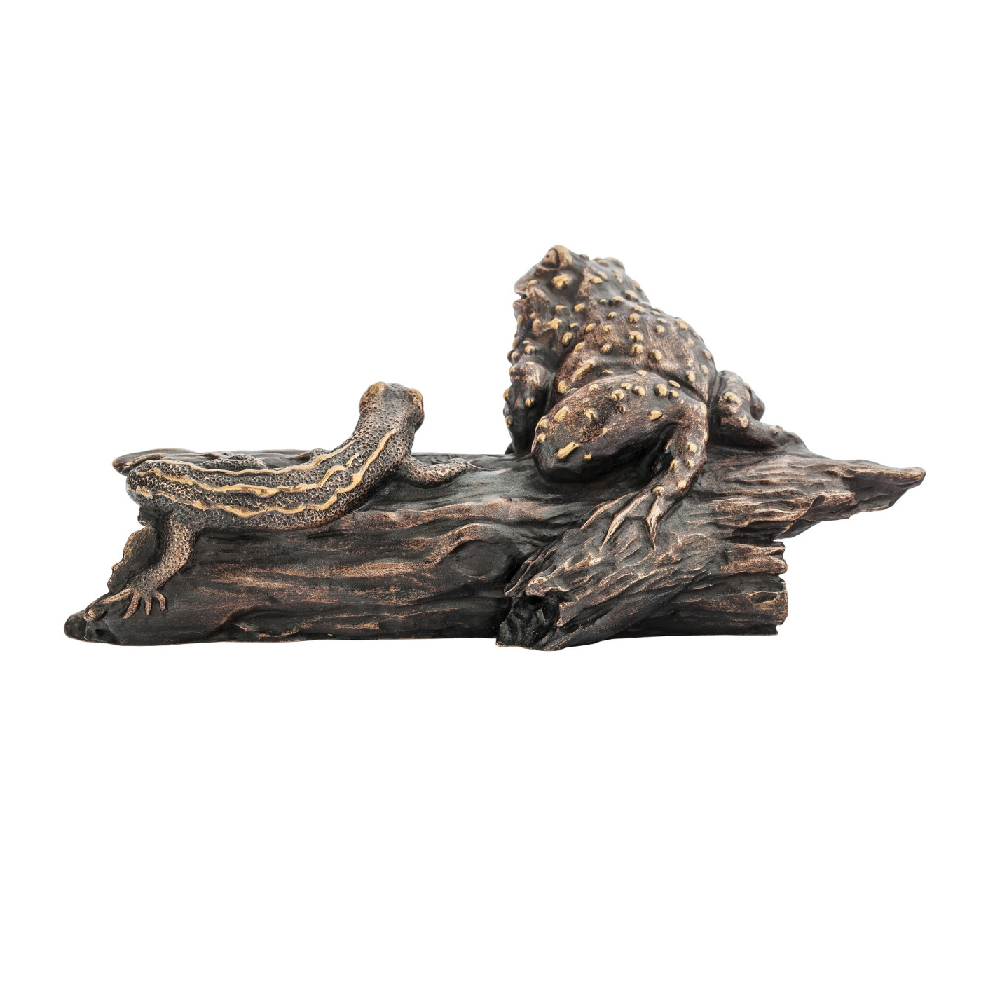 Sculpture / Figurine 'Toad and Lizard on a log', Bronze | Photo 4