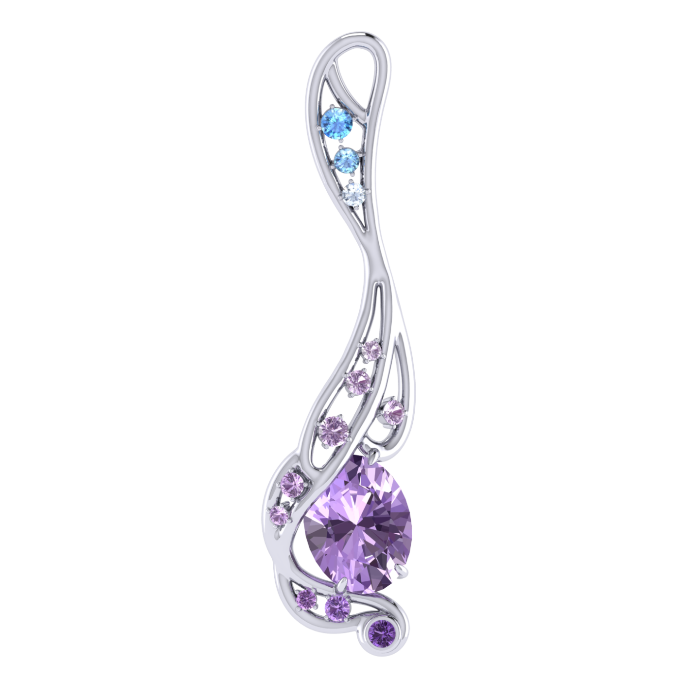 Earrings Amethyst, Sapphire, 18K White Gold | Photo 12