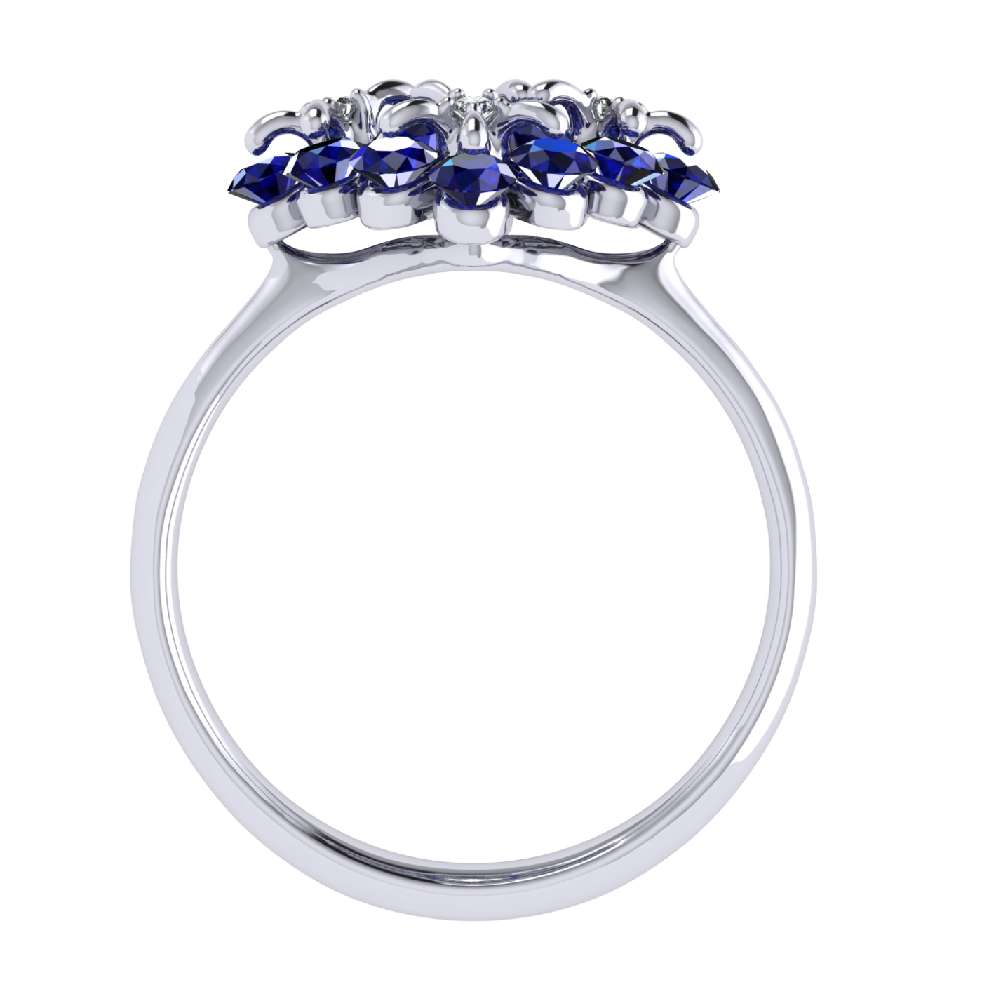 Ring «Tsvetodelika», collection Waltz of Flowers, MOISEIKIN, Diamond, Sapphire, 18K White Gold | Photo 4