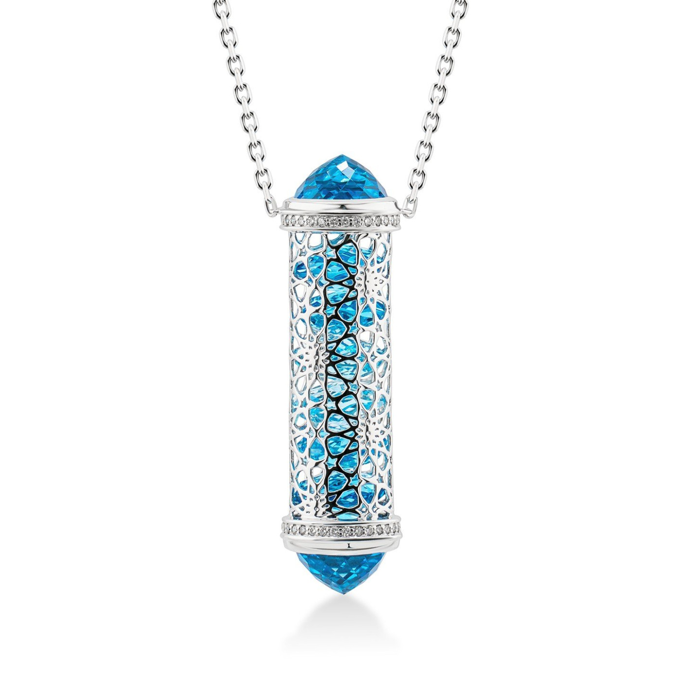 Necklace collection Minara, MOISEIKIN, Diamond, Topaz, Ruby, 18K White Gold | Photo 1