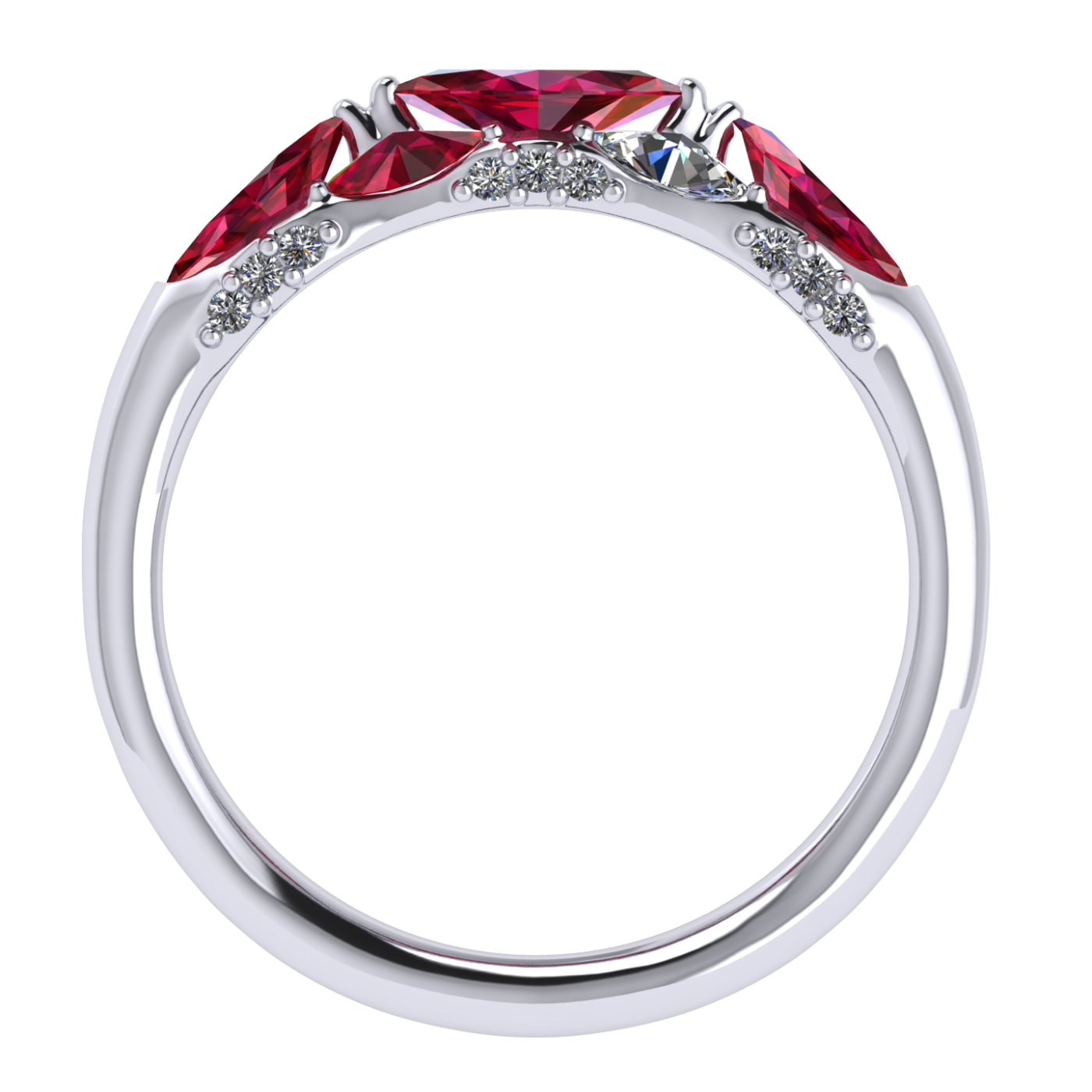 Ring collection Harmony of Water, MOISEIKIN, Ruby, Diamond, 18K White Gold | Photo 3