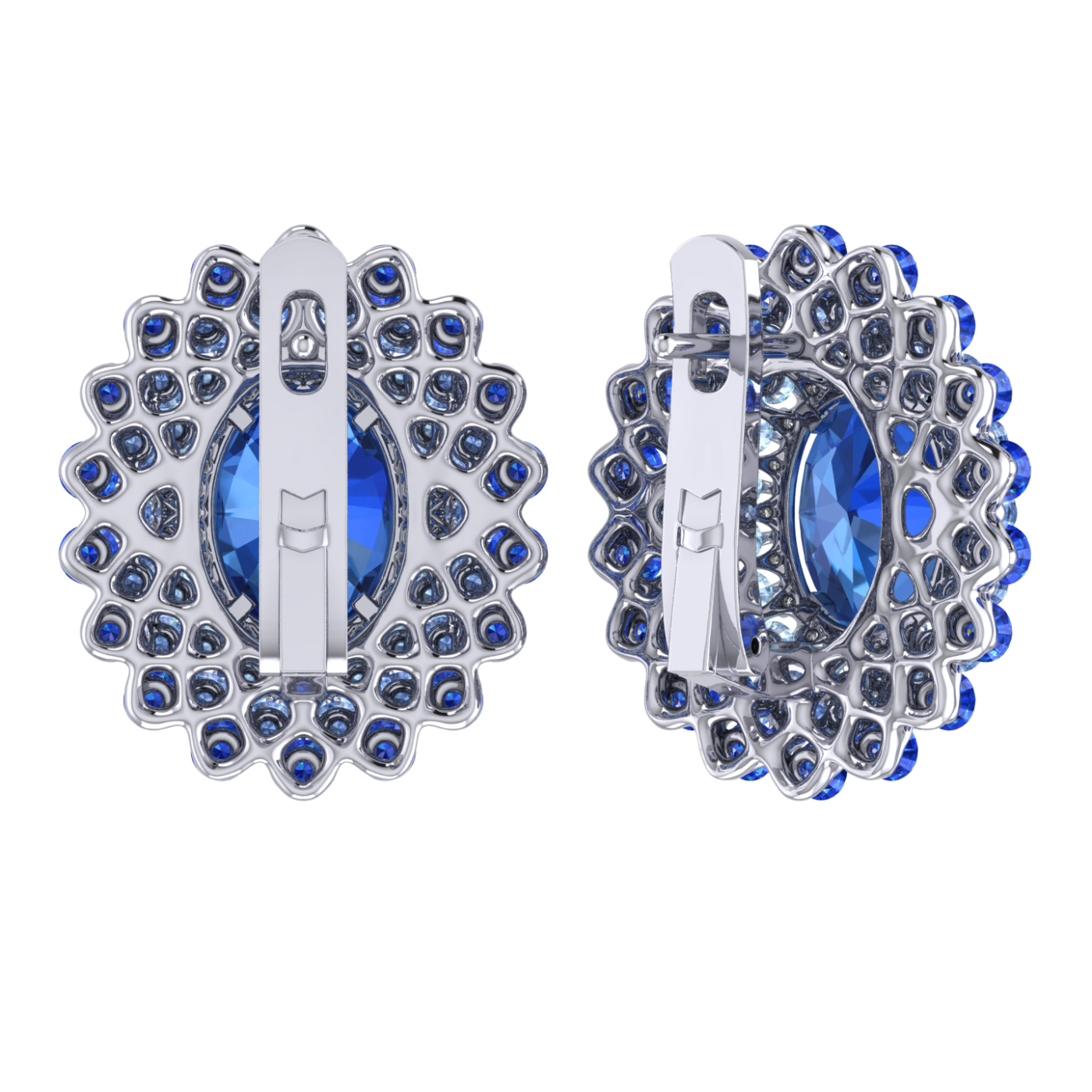 Earrings 'The frame without the central stone', collection Ball of Colours, Sapphire, Diamond | Photo 2