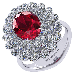 Setting: Ring Ruby, Diamond, 18K White Gold