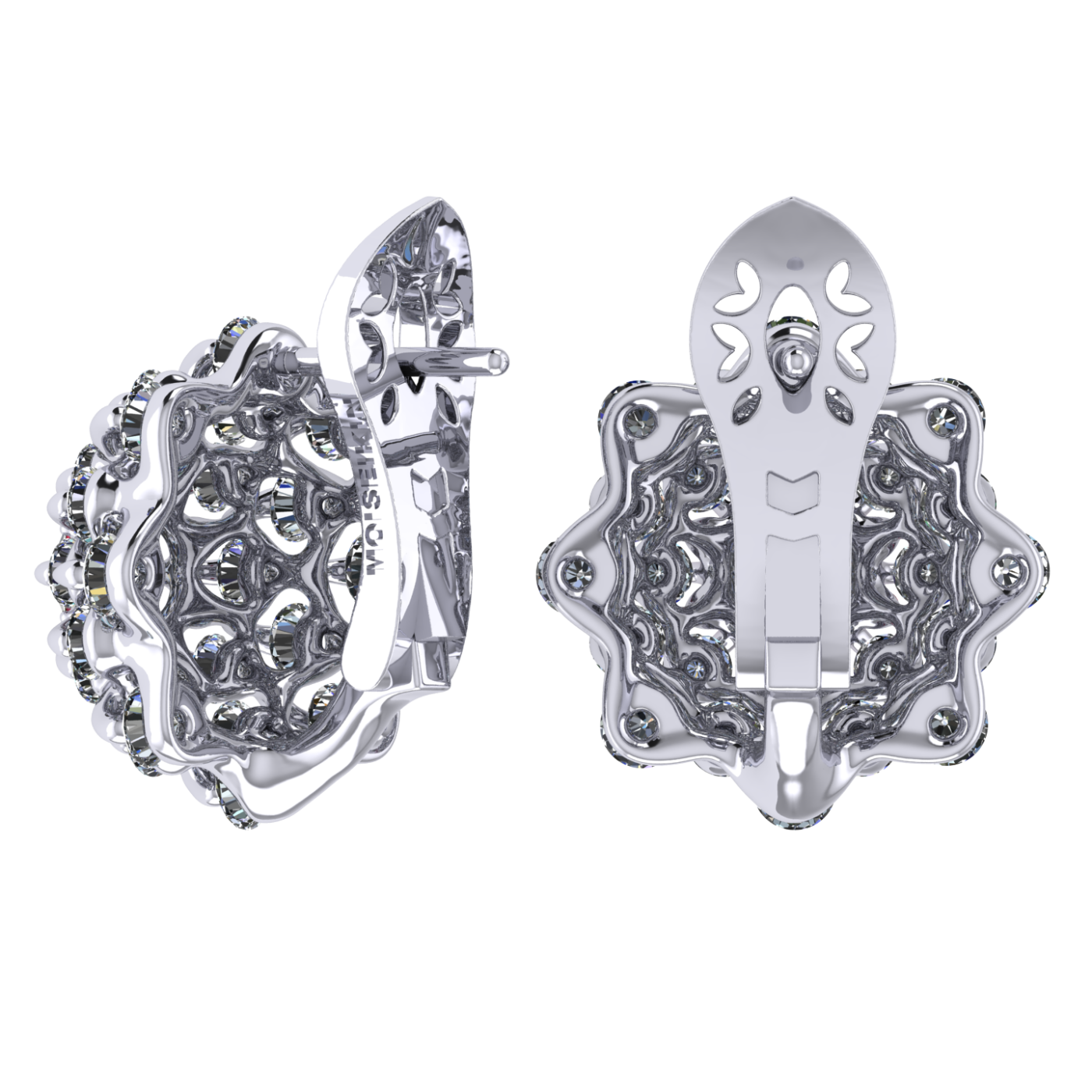 Earrings collection Waltz of Snowflakes, MOISEIKIN, Diamond, Ruby, 18K White Gold | Photo 2