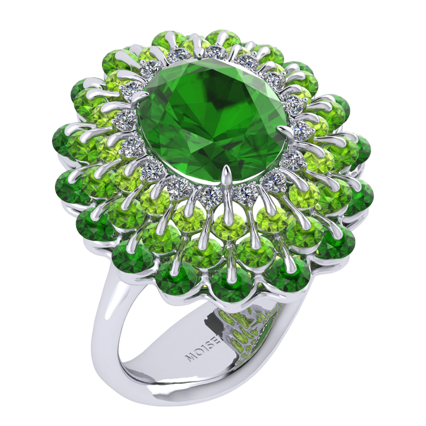 Ring 'The frame without the central stone', collection Ball of Colours, Demantoid, Diamond | Photo 1