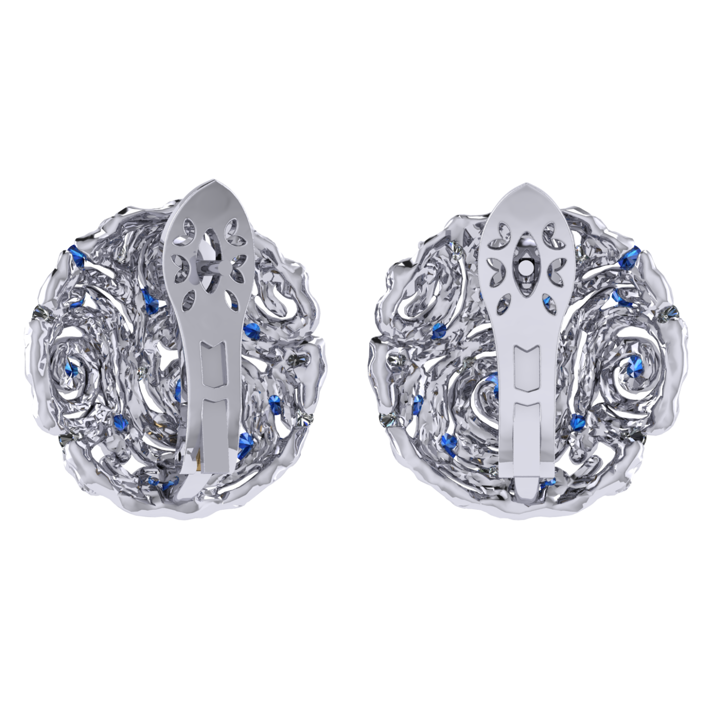 Earrings collection Starry Night, Diamond, Sapphire, 18K White Gold | Photo 2